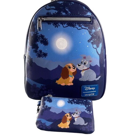 Loungefly Disney Lady Tramp Backpack Wallet Purse Moonlight Stroll Dog Bag - Picture 1 of 16